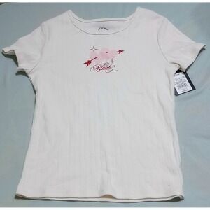 Art Class Girls XL 14 Off-White Ribbed Muah Heart Graphic T-Shirt NWT